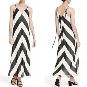 Christopher John Rogers X Target Black & Cream Chevron Stripe Midi Flowy Dress